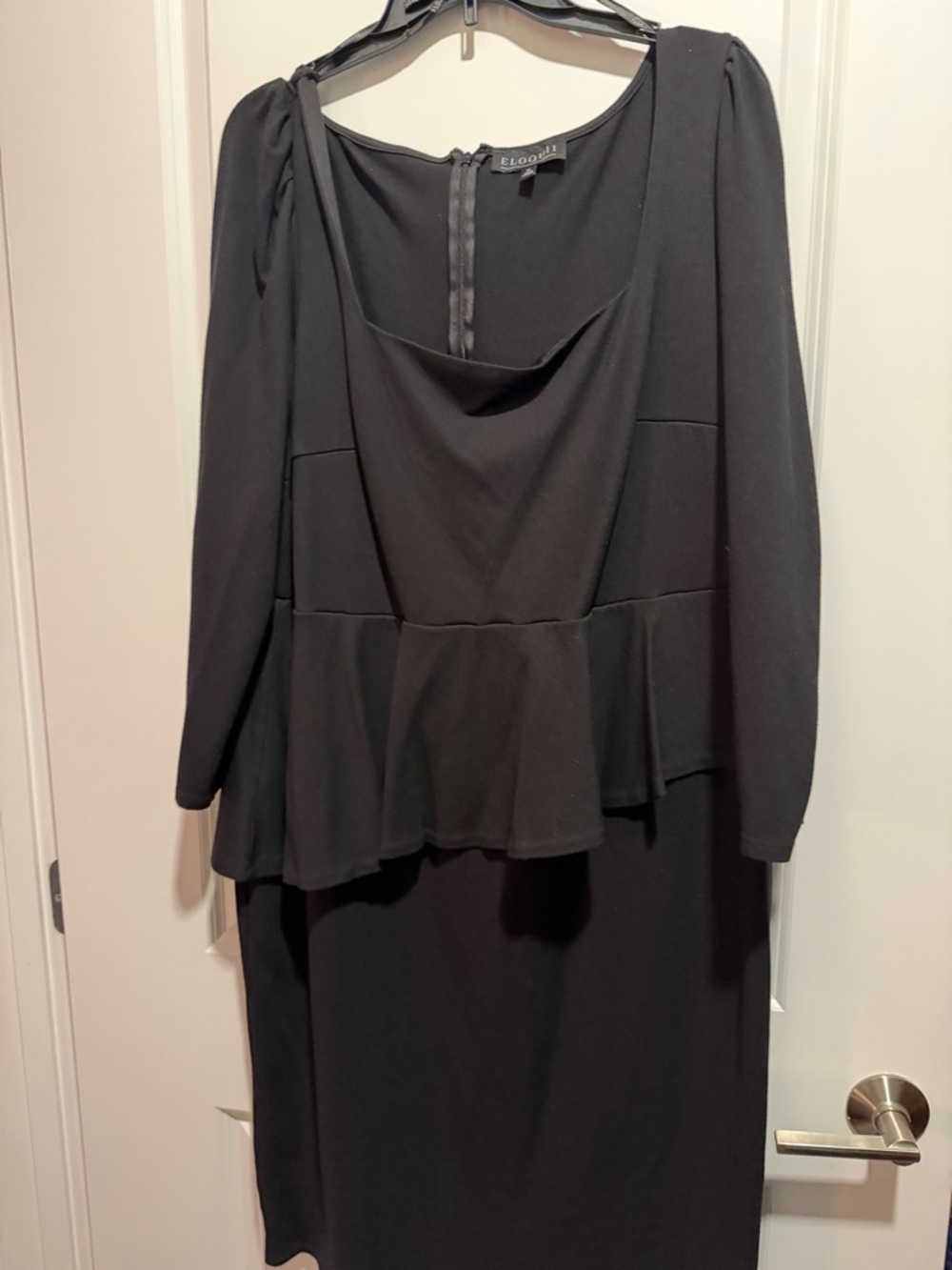Eloquii Black Long Sleeve Peplum Dress